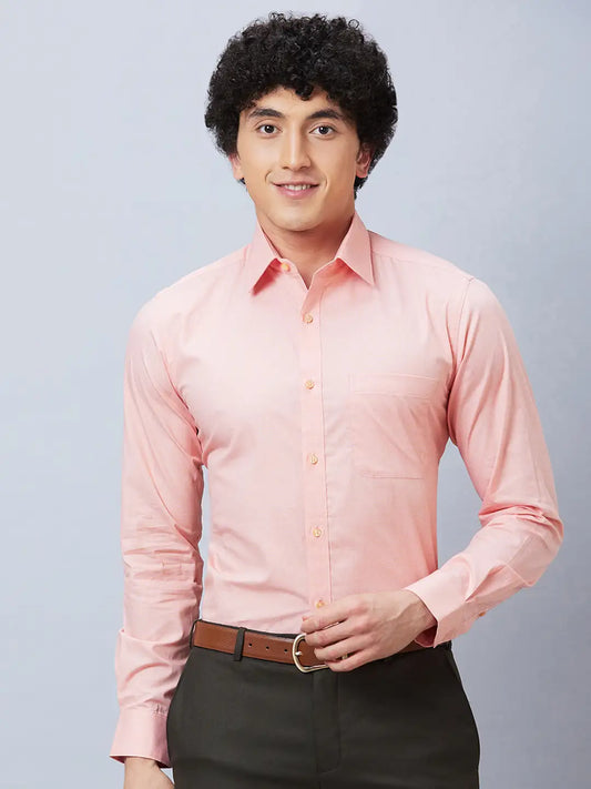 Raymond Men Red Structure Slim Fit Cotton Shirts