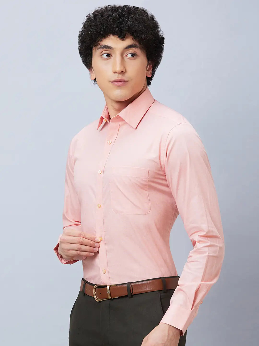 Raymond Men Red Structure Slim Fit Cotton Shirts