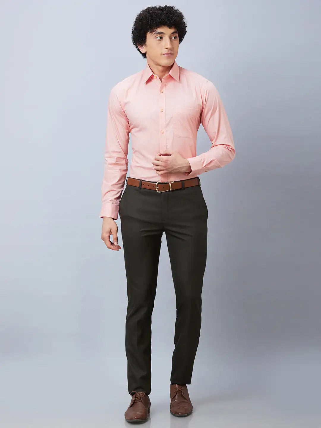 Raymond Men Red Structure Slim Fit Cotton Shirts