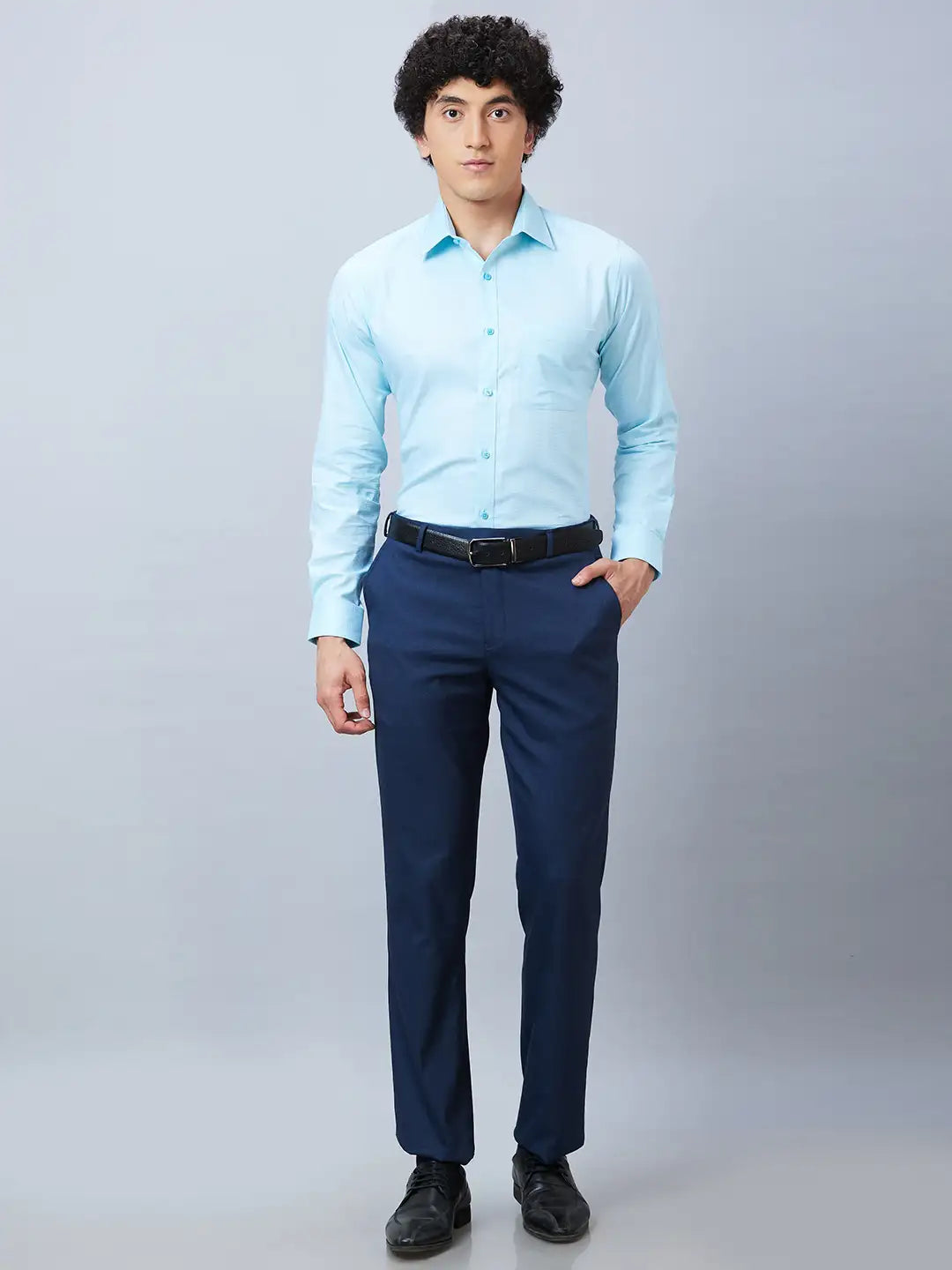 Raymond Men Blue Structure Slim Fit Cotton Shirt
