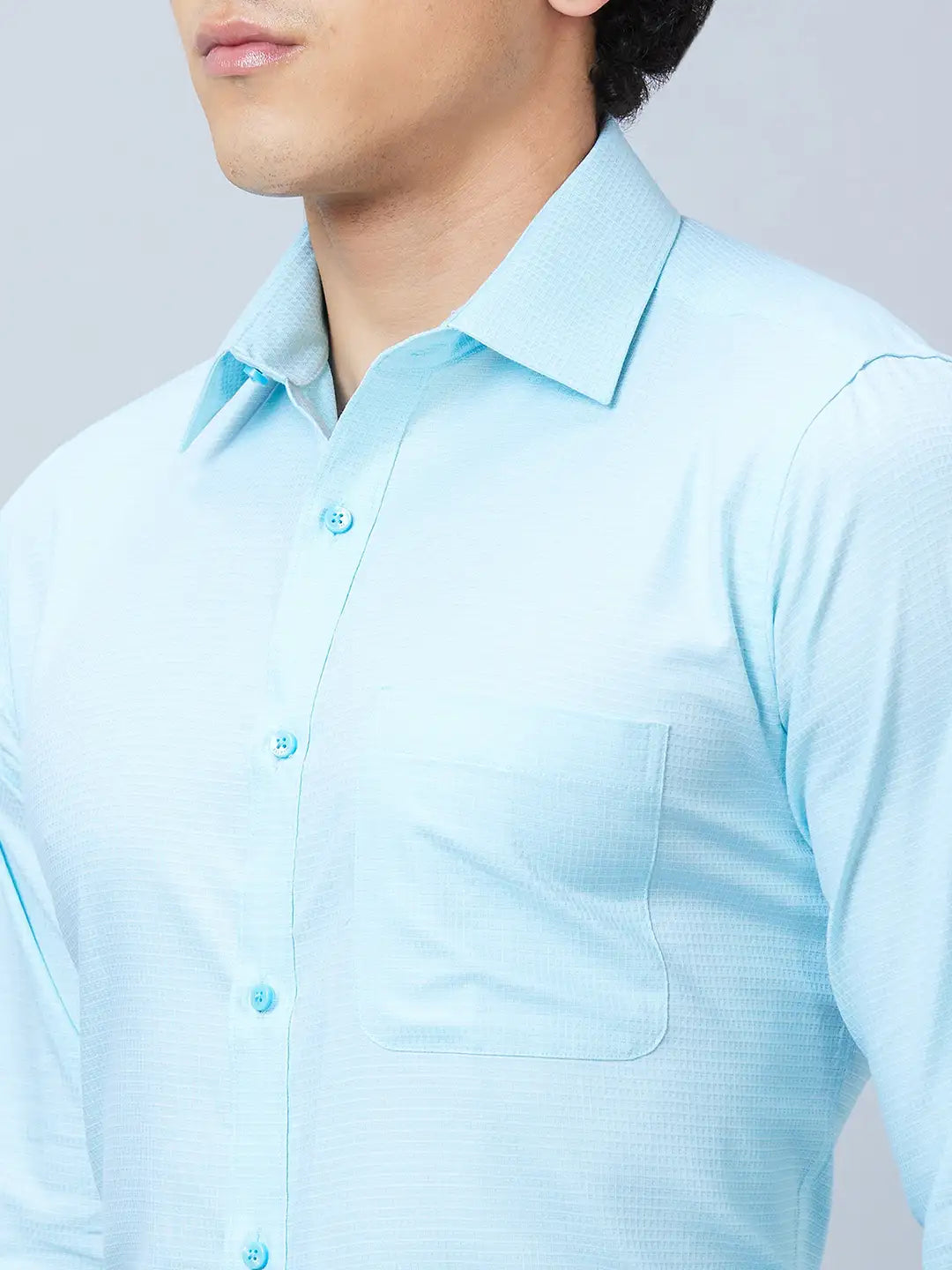 Raymond Men Blue Structure Slim Fit Cotton Shirt