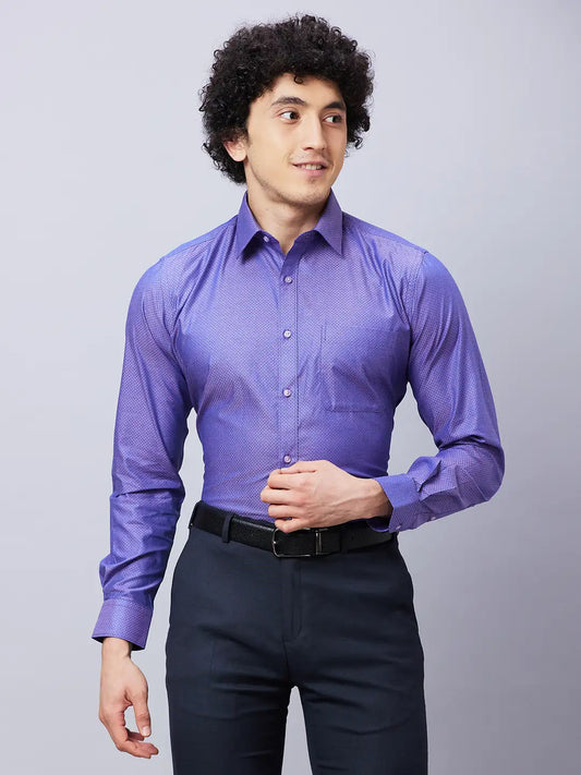 Raymond Men Blue Structure Slim Fit Cotton Shirts