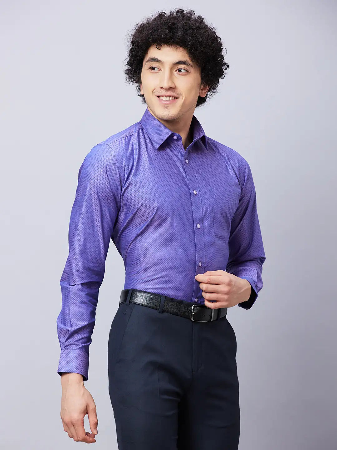 Raymond Men Blue Structure Slim Fit Cotton Shirts
