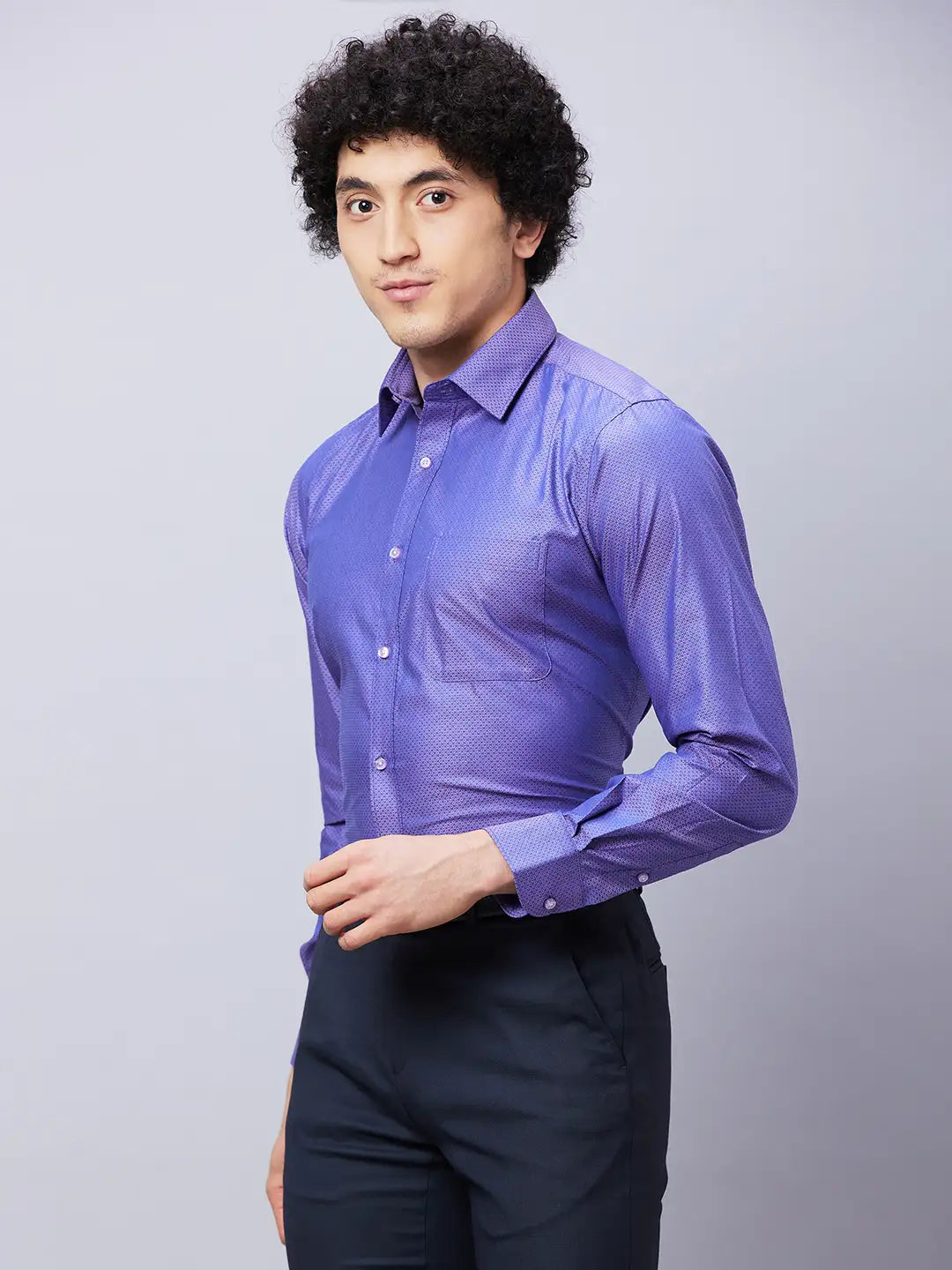 Raymond Men Blue Structure Slim Fit Cotton Shirts