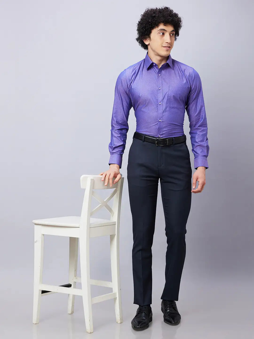 Raymond Men Blue Structure Slim Fit Cotton Shirts