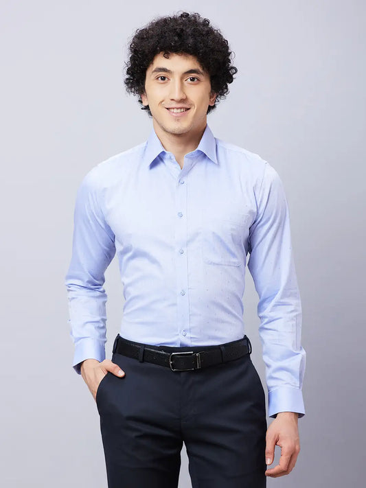 Raymond Men Petrol Structure Slim Fit Cotton Shirts