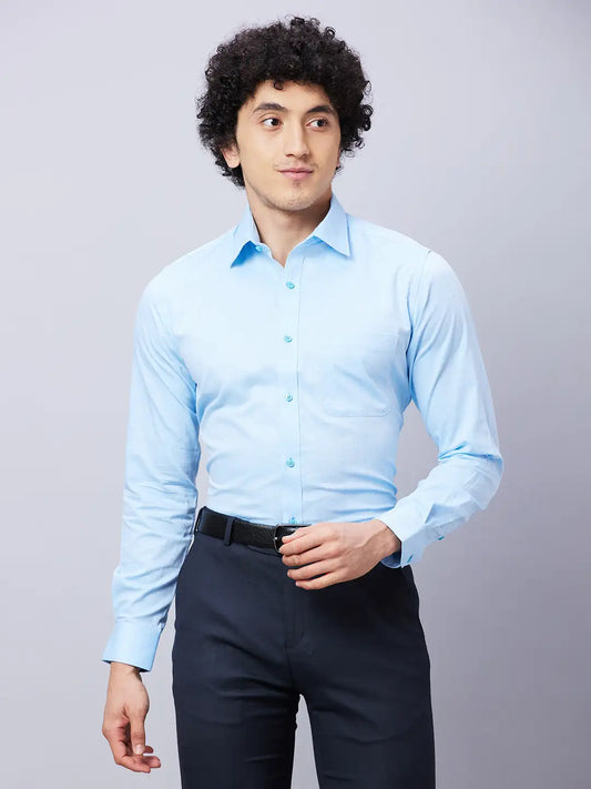 Raymond Men Blue Structure Slim Fit Cotton Shirts