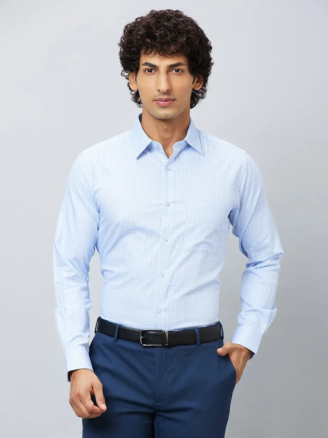 Raymond Men Grey Structure Slim Fit Cotton Shirts