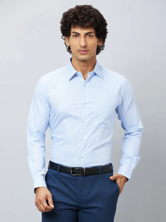 Raymond Men Grey Structure Slim Fit Cotton Shirts