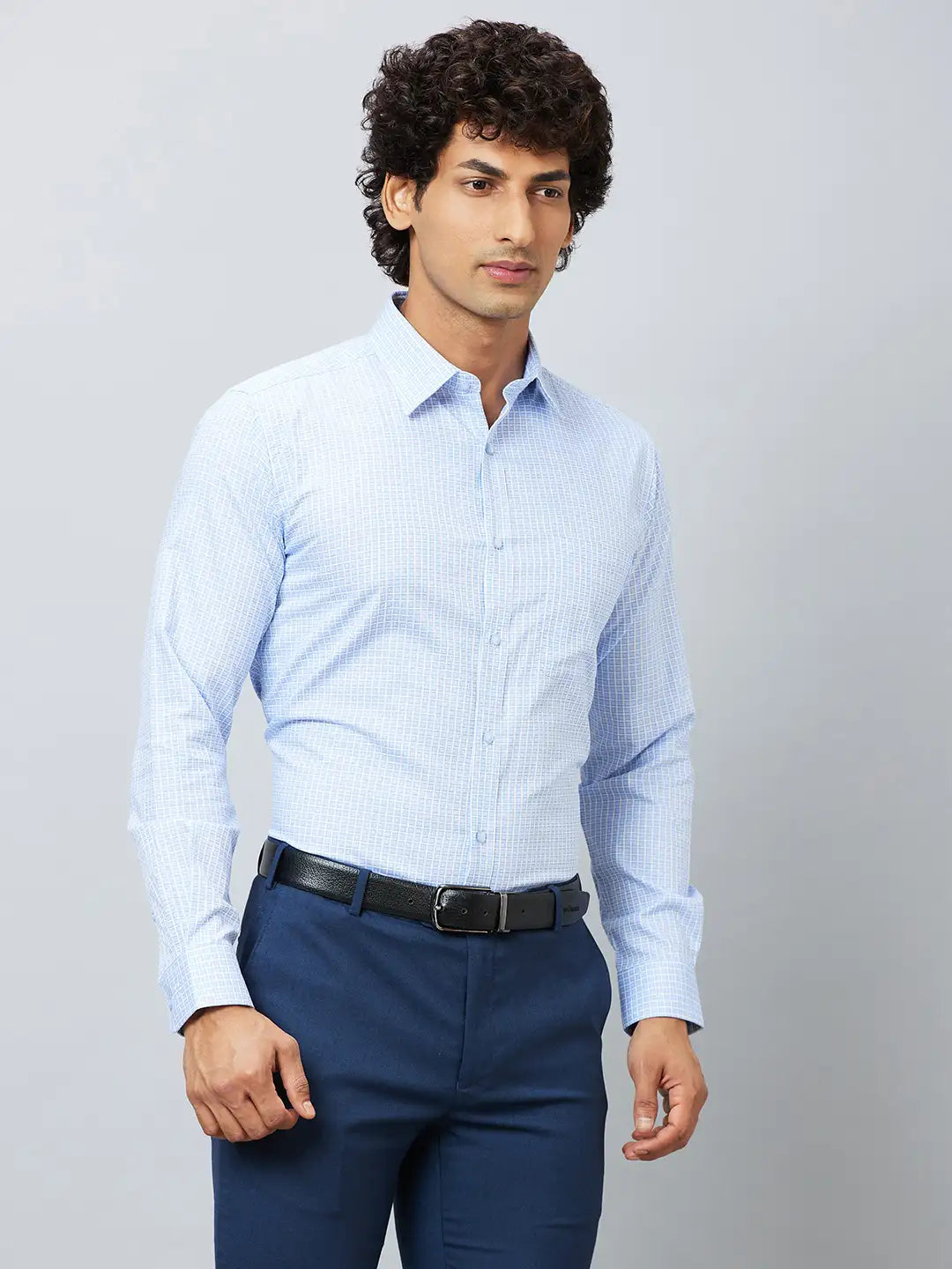 Raymond Men Grey Structure Slim Fit Cotton Shirts