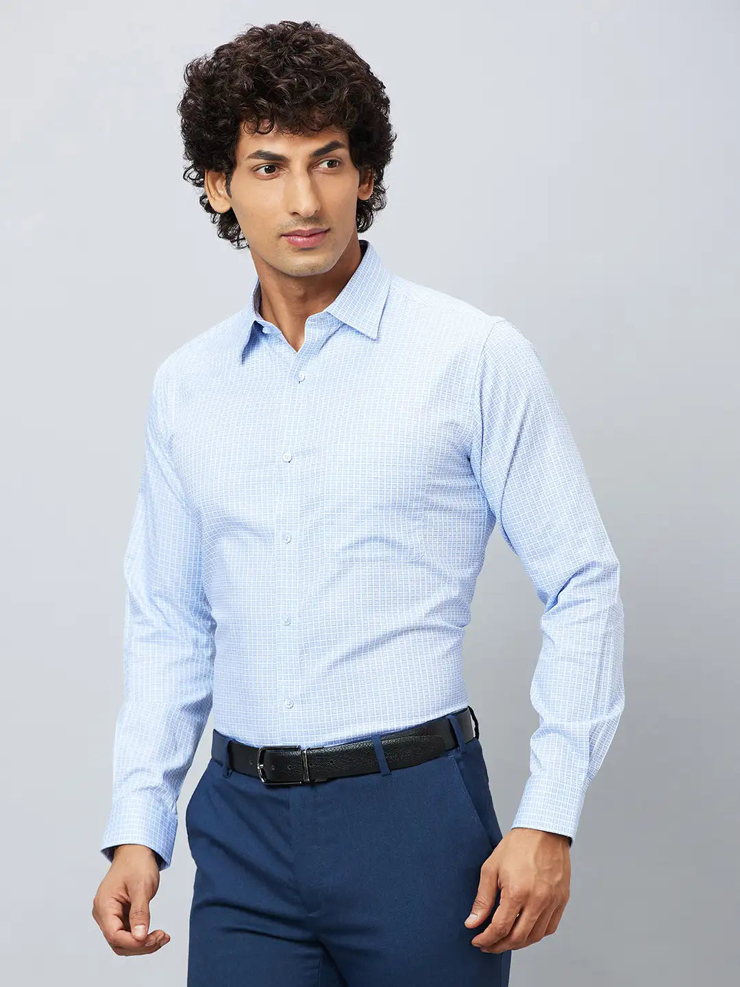 Raymond Men Grey Structure Slim Fit Cotton Shirts