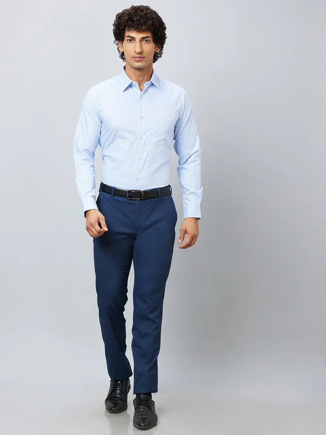 Raymond Men Grey Structure Slim Fit Cotton Shirts