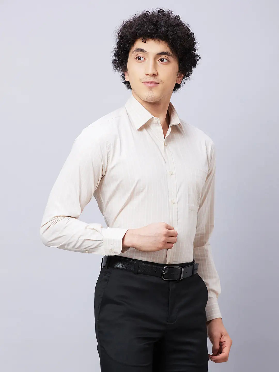 Raymond Men Violet Structure Slim Fit Cotton Shirt