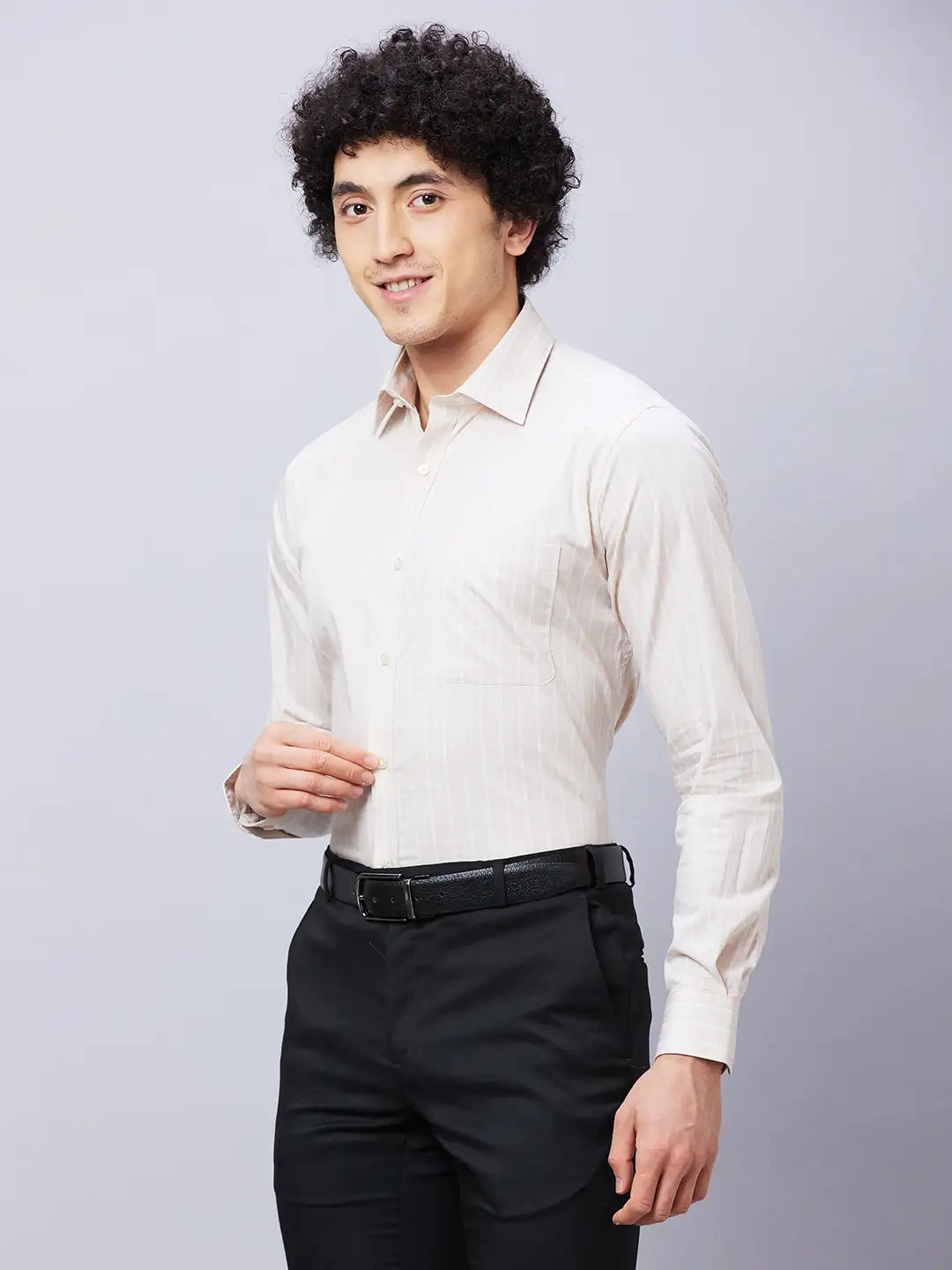 Raymond Men Violet Structure Slim Fit Cotton Shirt