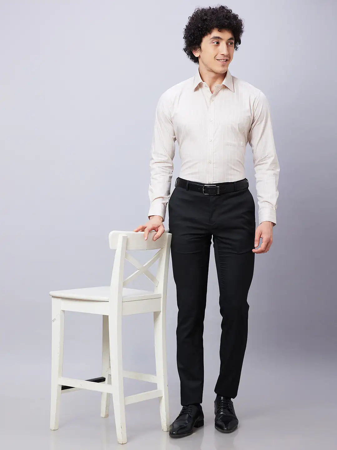 Raymond Men Violet Structure Slim Fit Cotton Shirt