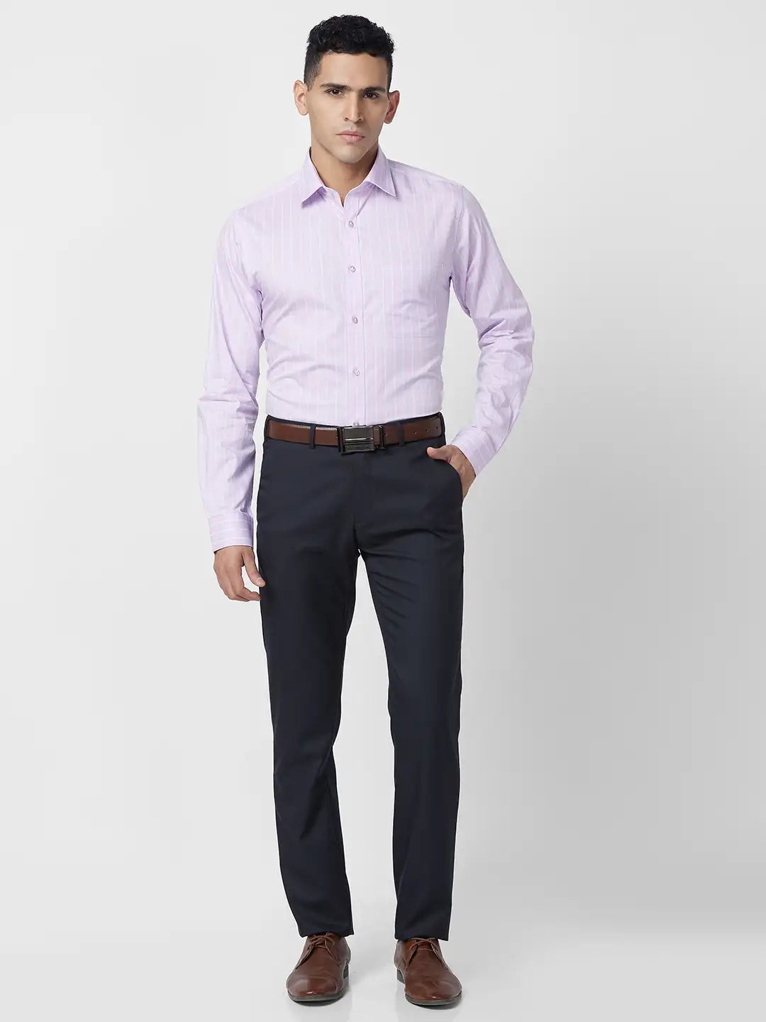 Raymond Men Blue Structure Slim Fit Cotton Shirt