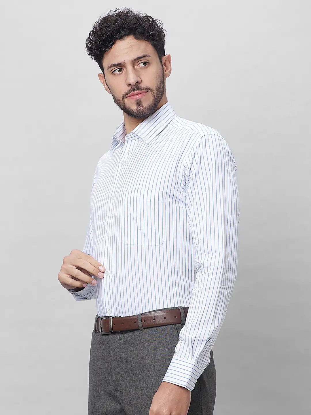 Raymond Men Violet Structure Slim Fit Cotton Shirts