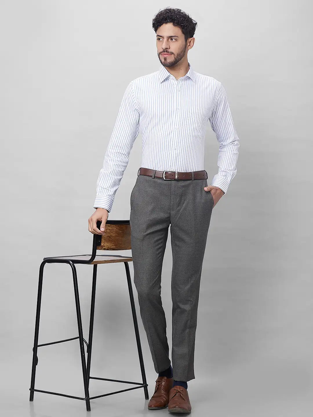 Raymond Men Violet Structure Slim Fit Cotton Shirts