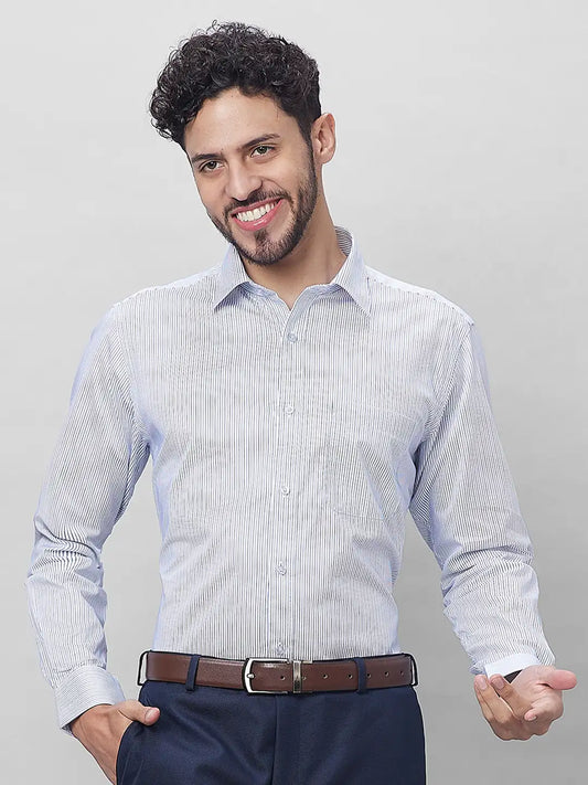 Raymond Men Grey Structure Slim Fit Cotton Shirts