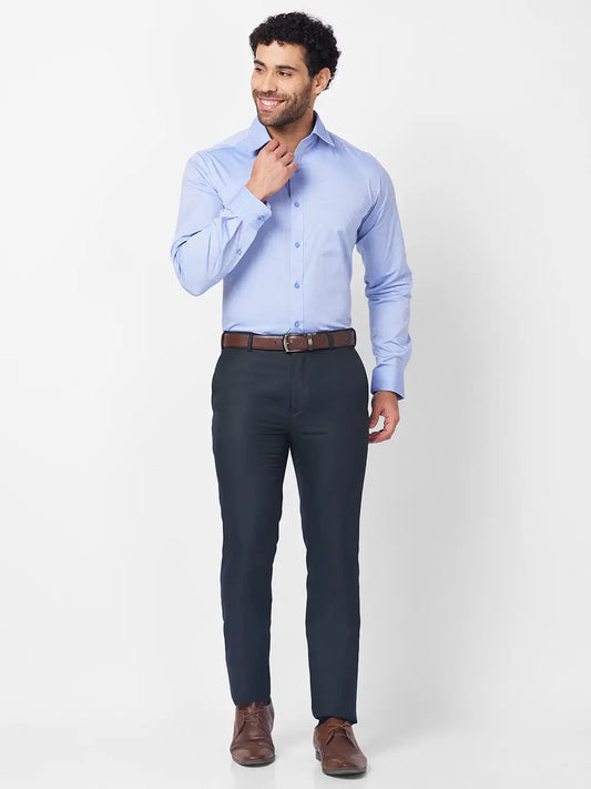 Raymond Men Grey Structure Slim Fit Cotton Shirt