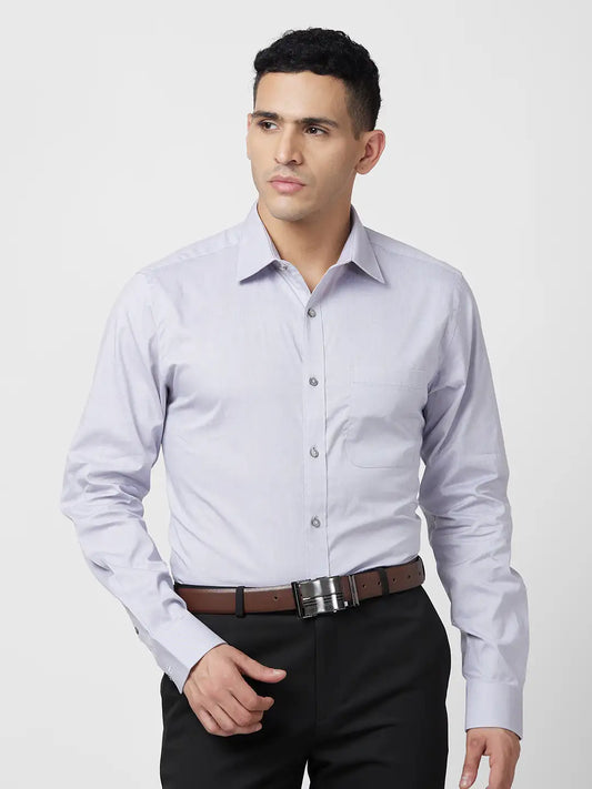 Raymond Men White Structure Slim Fit Cotton Shirt