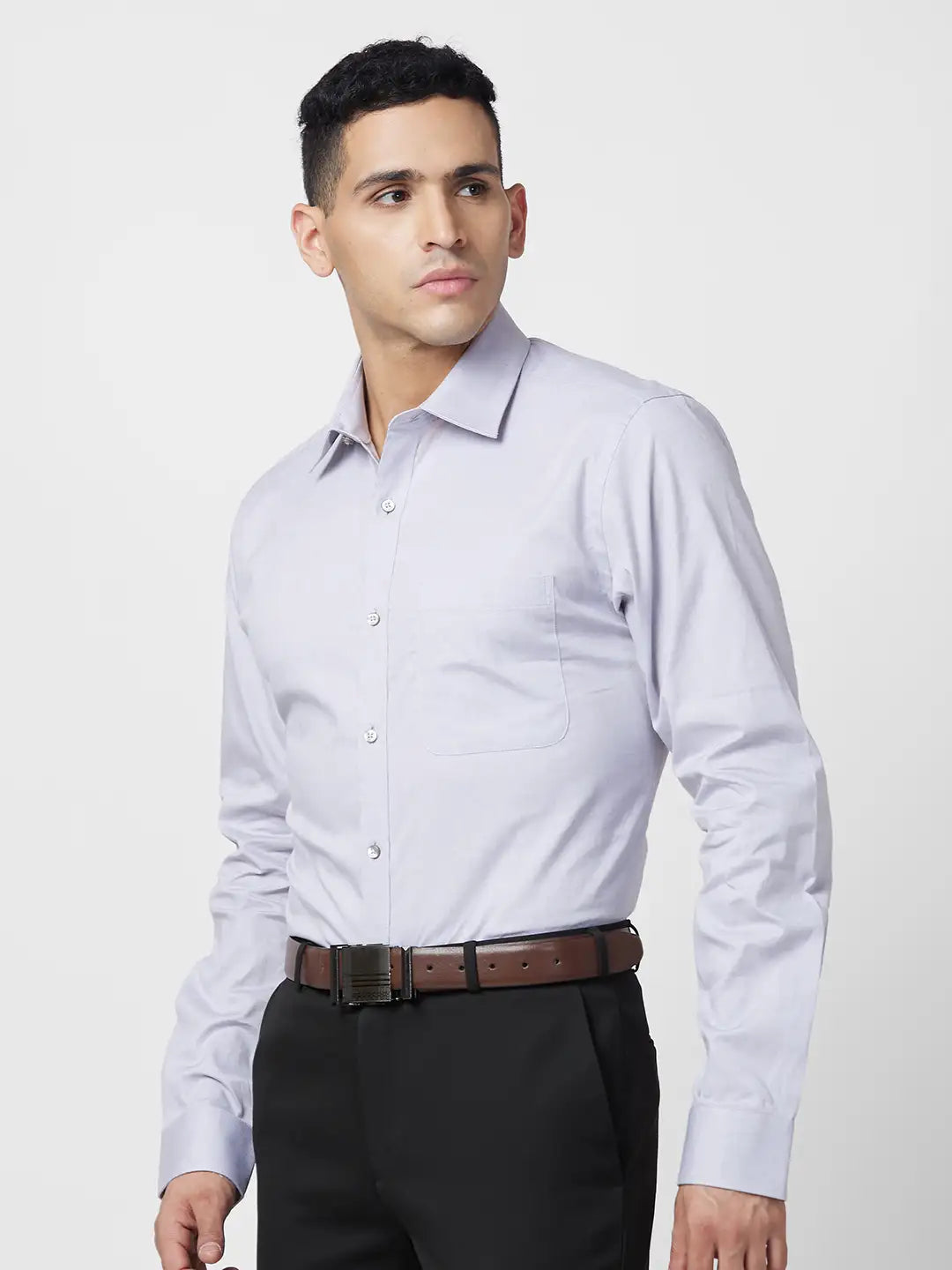 Raymond Men White Structure Slim Fit Cotton Shirt