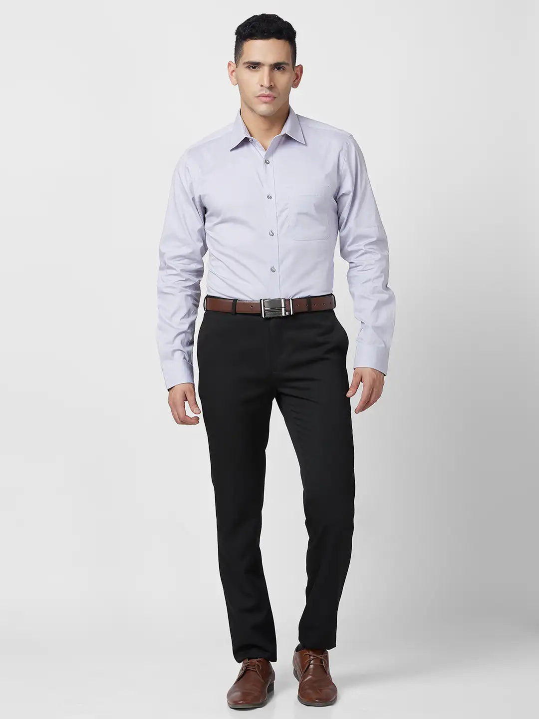 Raymond Men White Structure Slim Fit Cotton Shirt