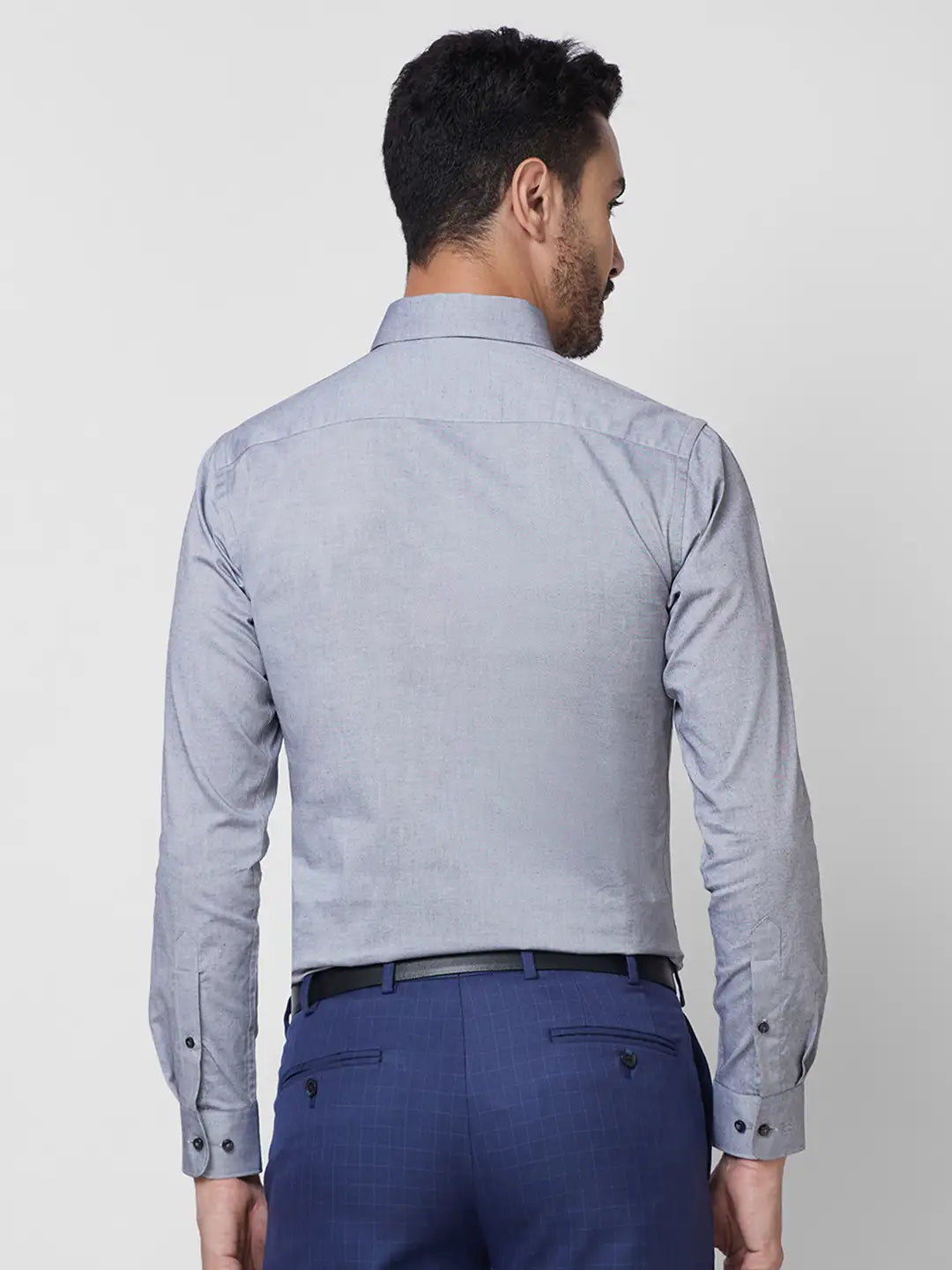 Raymond Men Blue Structure Slim Fit Cotton Shirt
