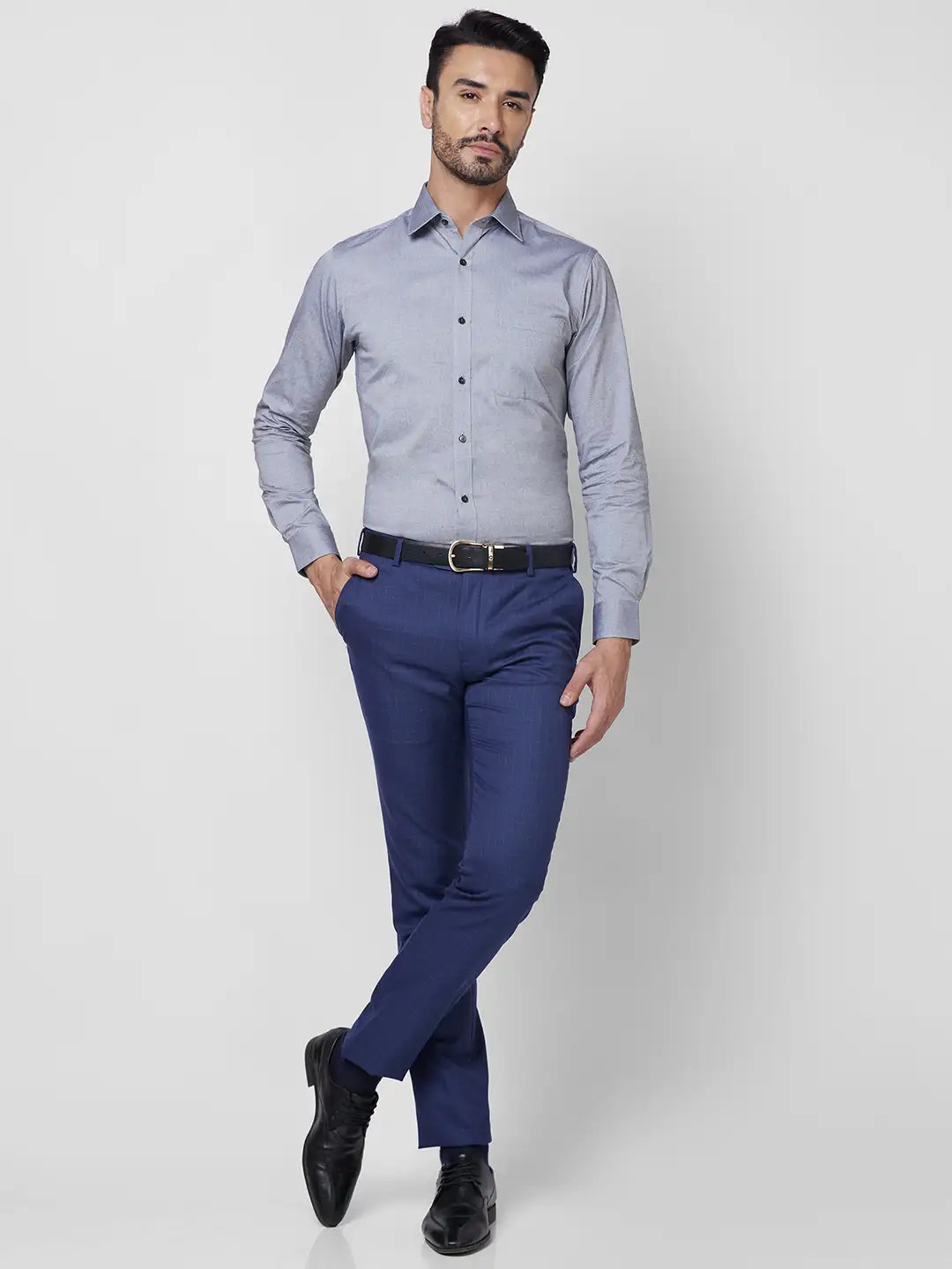 Raymond Men Blue Structure Slim Fit Cotton Shirt