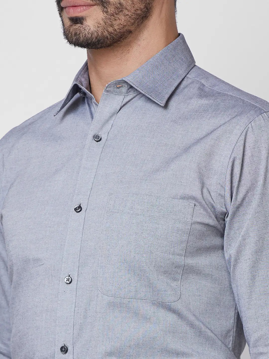 Raymond Men Blue Structure Slim Fit Cotton Shirt