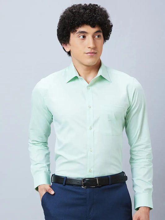 Raymond Men Green Structure Slim Fit Cotton Shirts