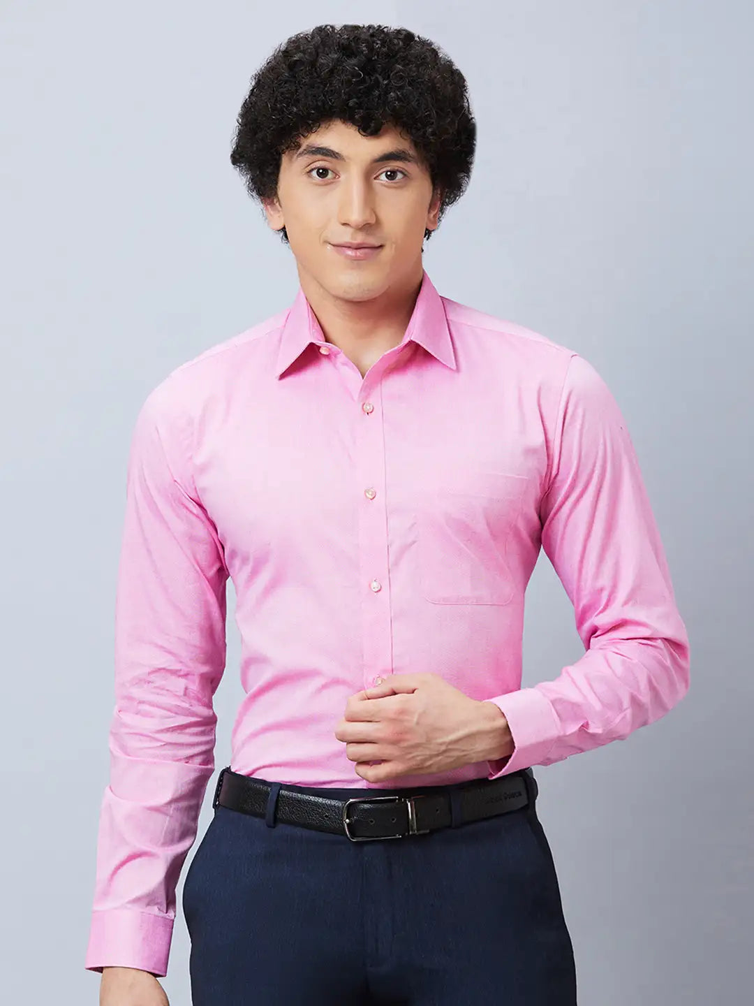 Raymond Men Violet Structure Slim Fit Cotton Shirt