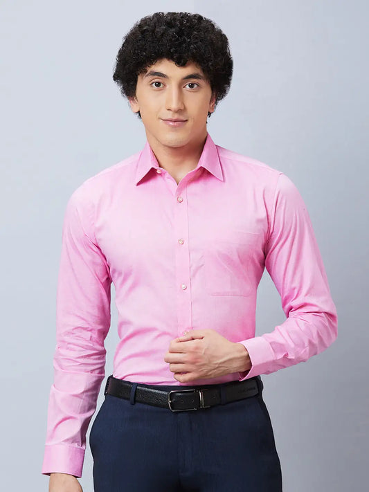 Raymond Men Violet Structure Slim Fit Cotton Shirt