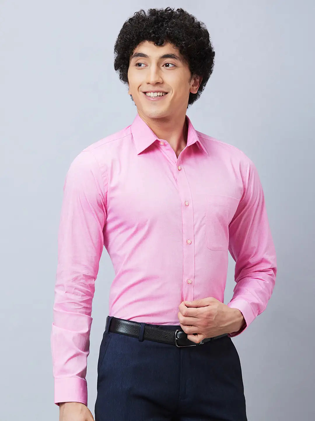 Raymond Men Violet Structure Slim Fit Cotton Shirt