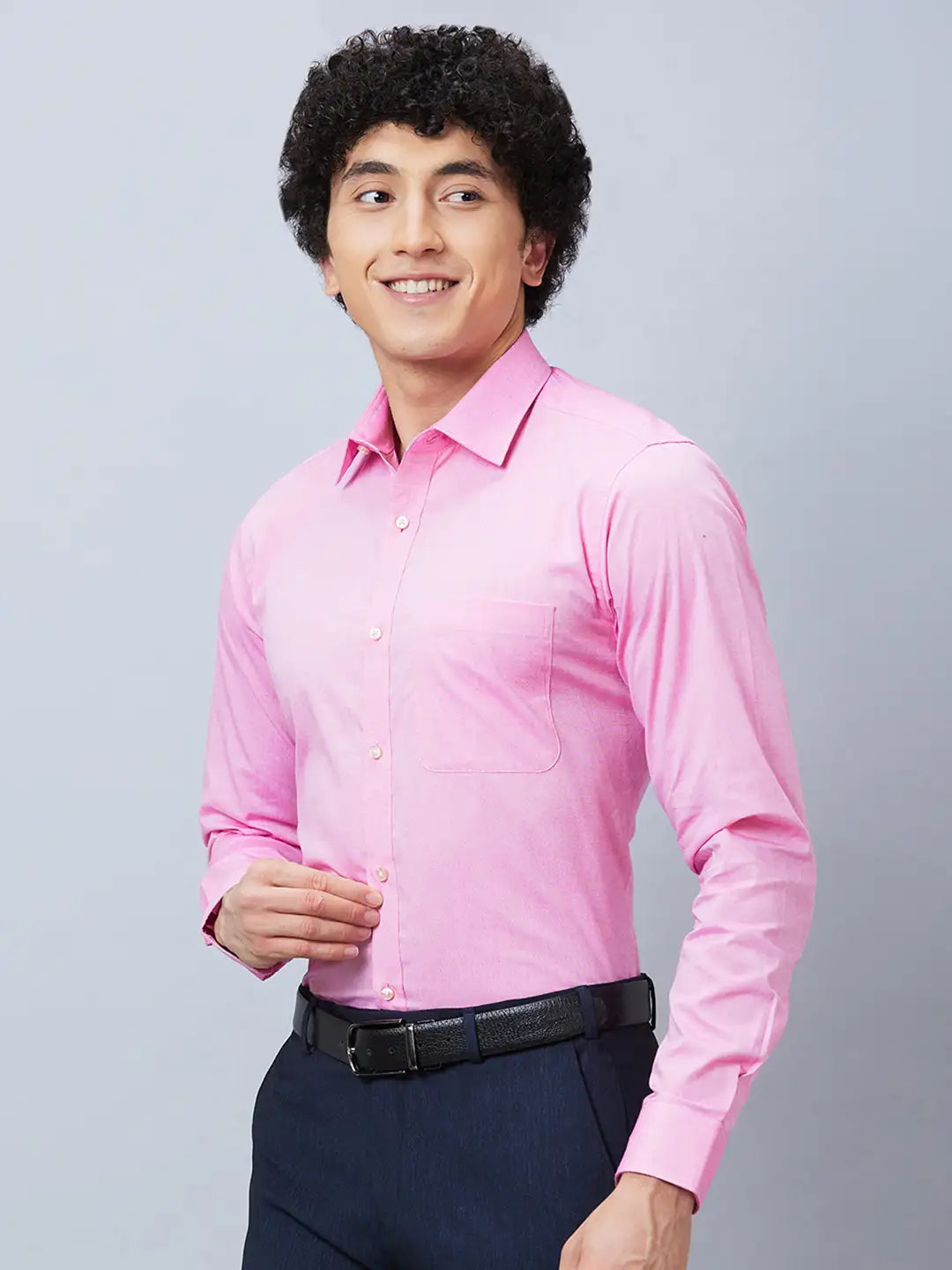 Raymond Men Violet Structure Slim Fit Cotton Shirt