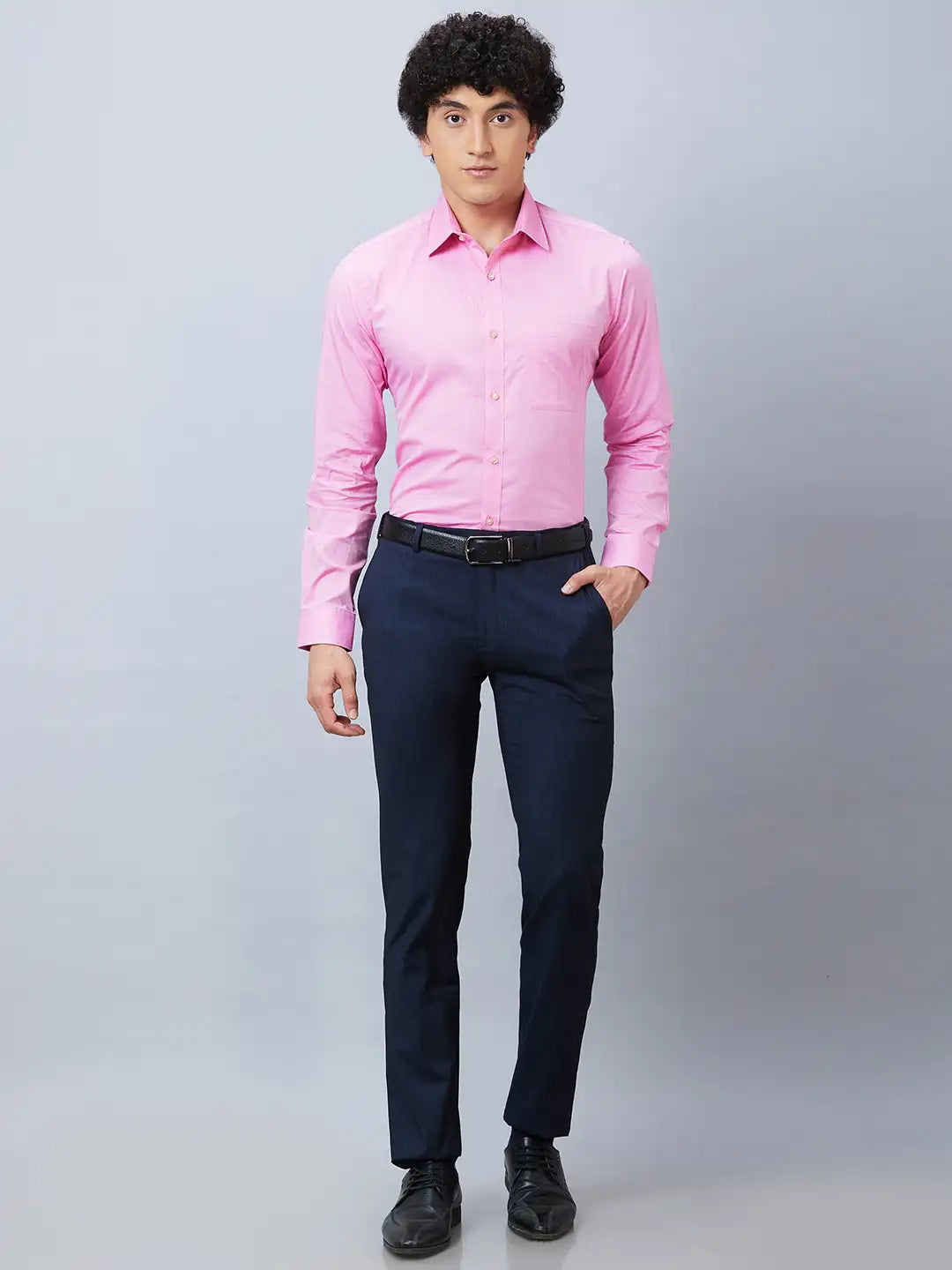 Raymond Men Violet Structure Slim Fit Cotton Shirt