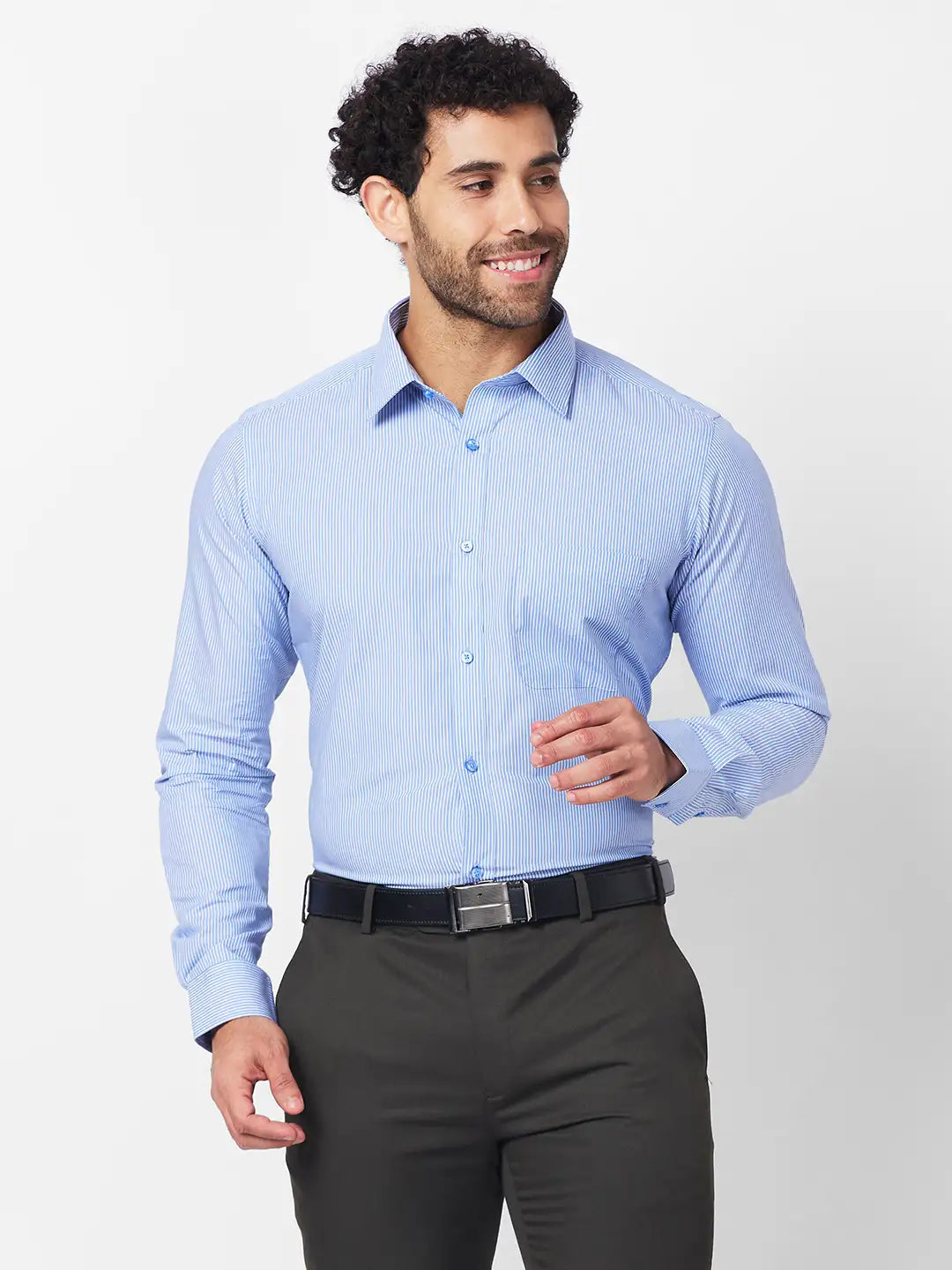 Raymond Men Blue Structure Slim Fit Cotton Shirt