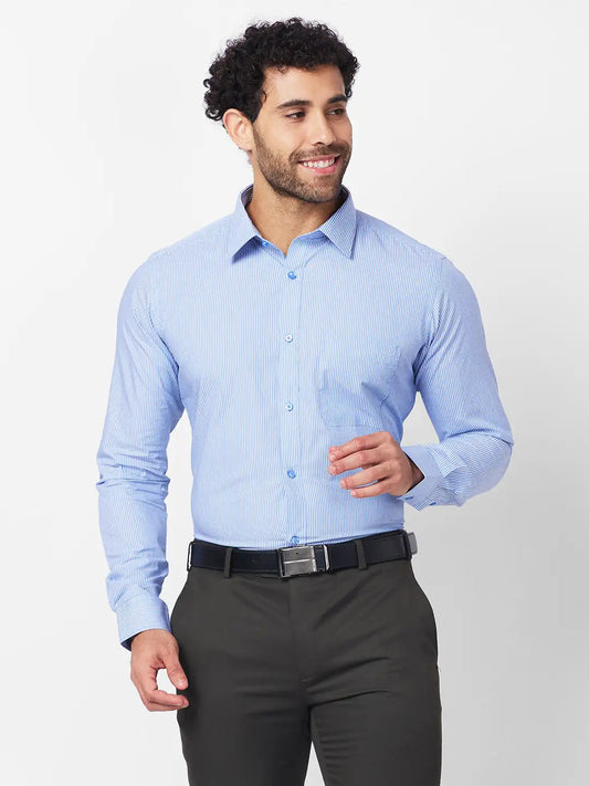 Raymond Men Blue Structure Slim Fit Cotton Shirt
