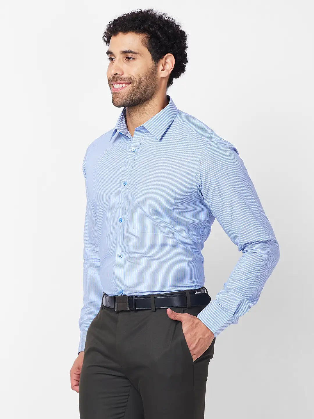 Raymond Men Blue Structure Slim Fit Cotton Shirt