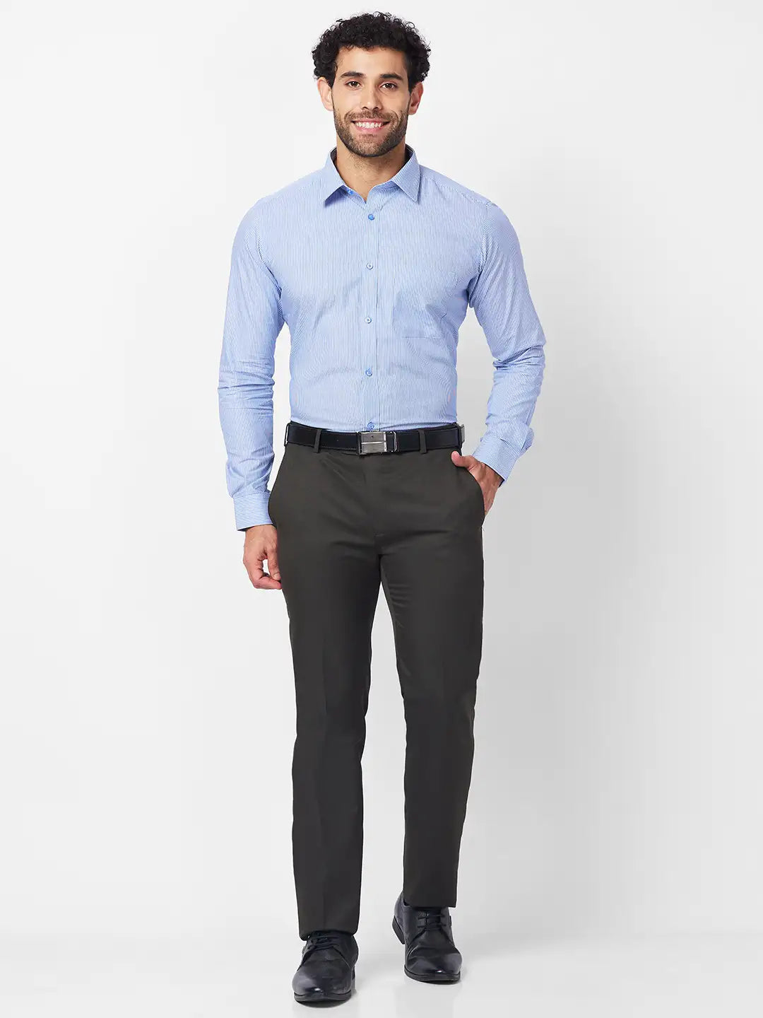Raymond Men Blue Structure Slim Fit Cotton Shirt