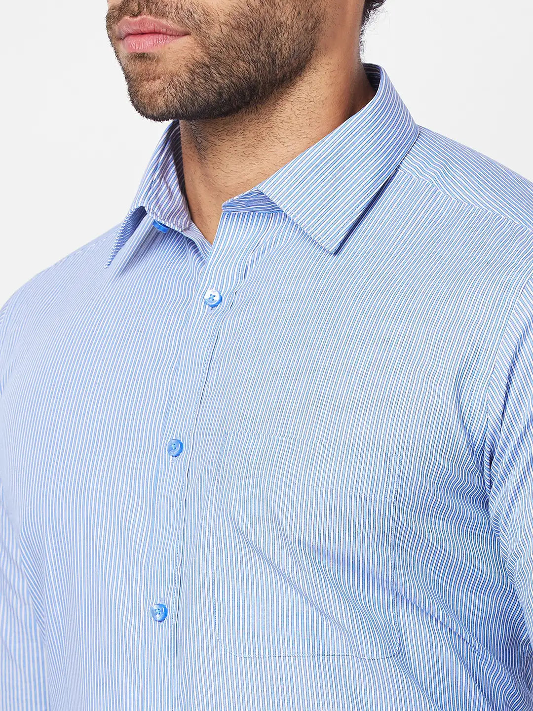 Raymond Men Blue Structure Slim Fit Cotton Shirt