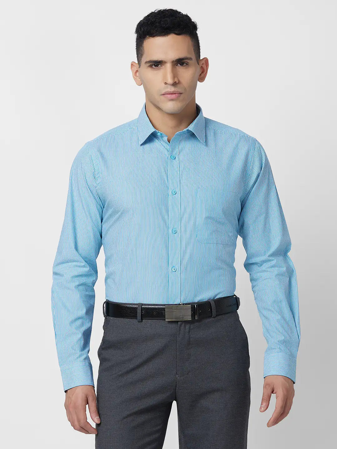 Raymond Men Green Structure Slim Fit Cotton Shirt