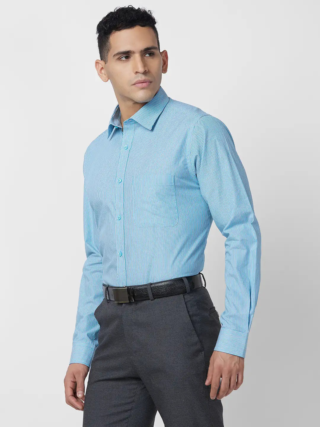 Raymond Men Green Structure Slim Fit Cotton Shirt