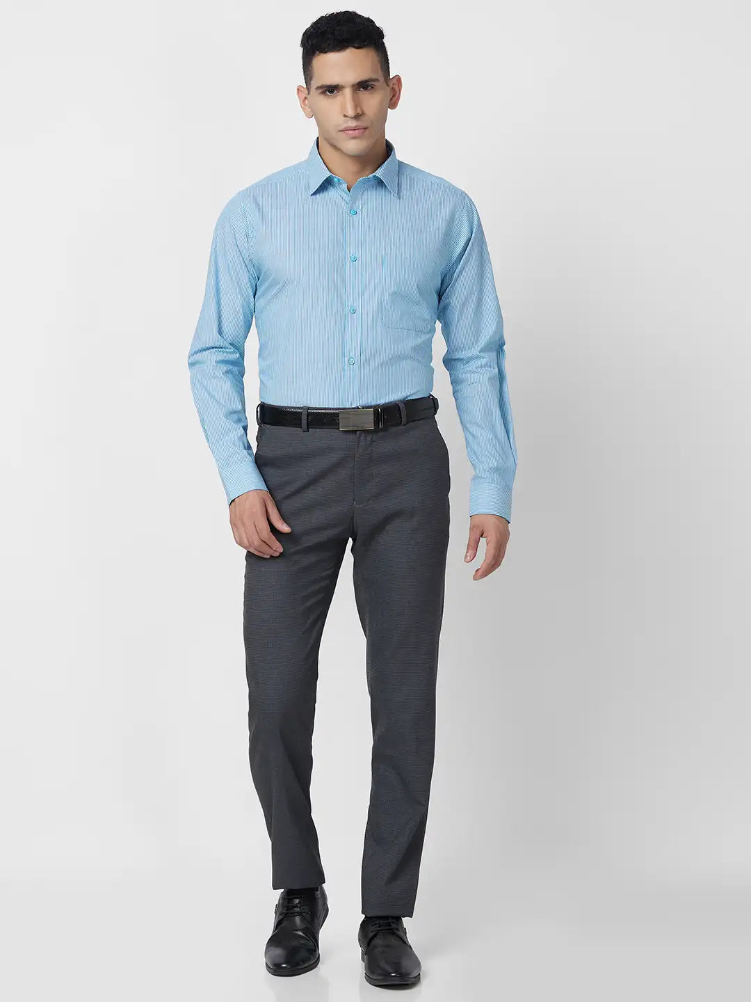 Raymond Men Green Structure Slim Fit Cotton Shirt