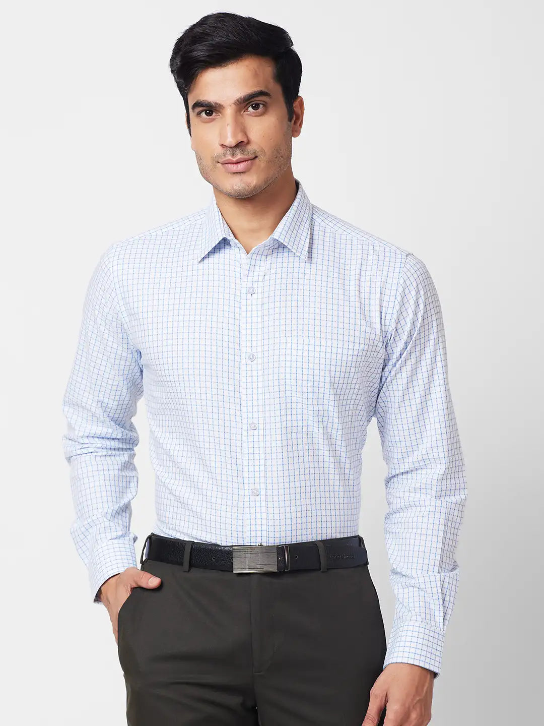Raymond Men Blue Structure Slim Fit Cotton Shirt