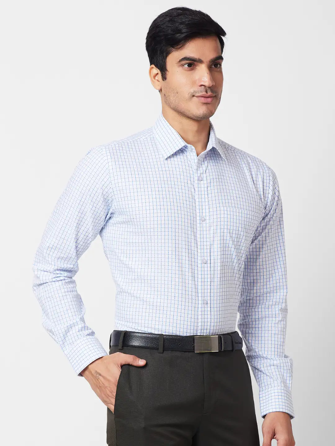 Raymond Men Blue Structure Slim Fit Cotton Shirt