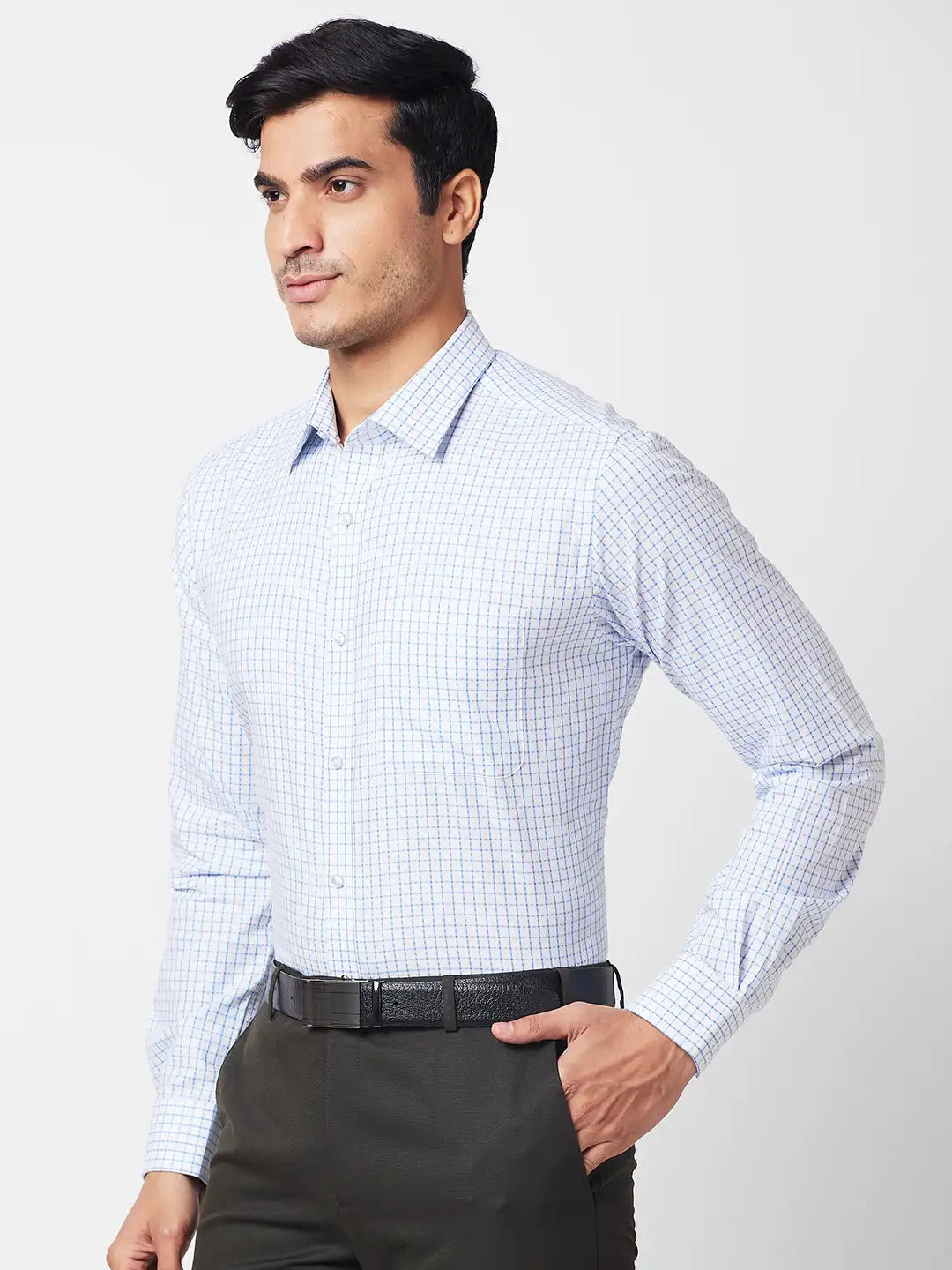 Raymond Men Blue Structure Slim Fit Cotton Shirt