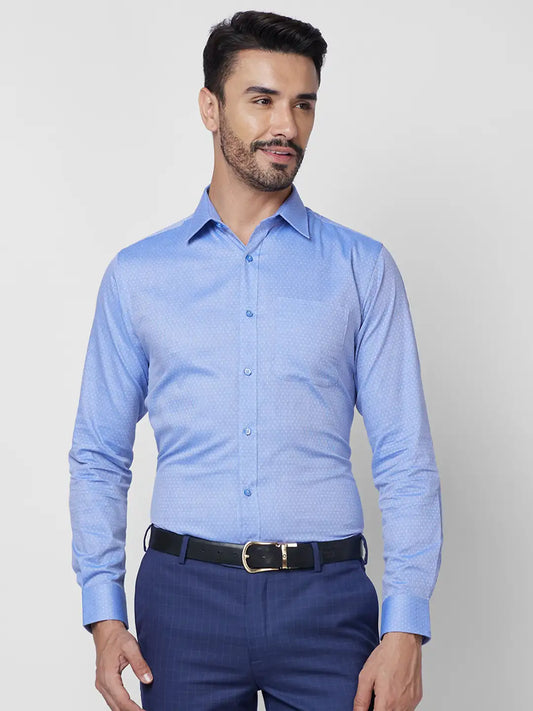 Raymond Men Blue Structure Slim Fit Cotton Shirt