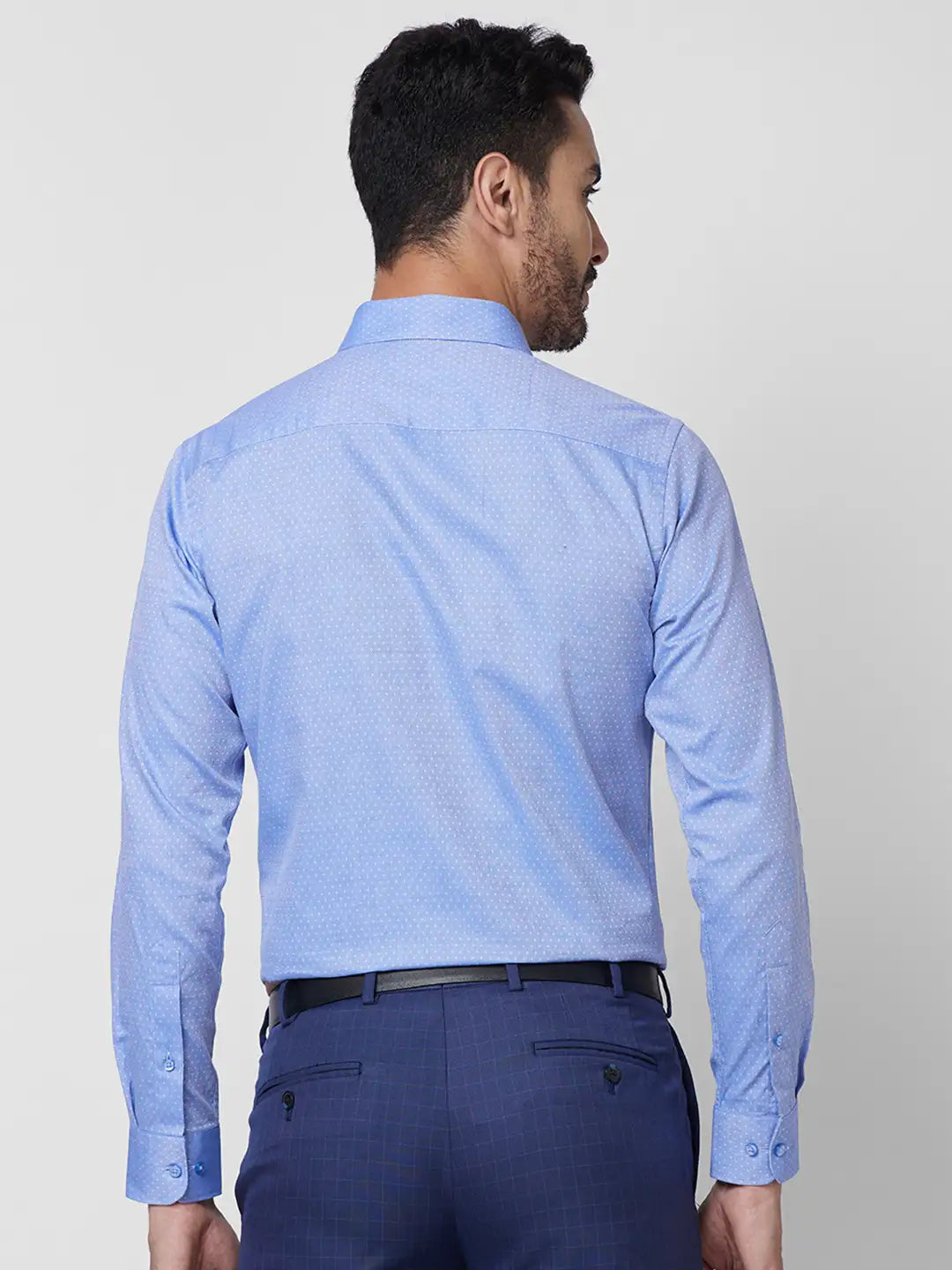 Raymond Men Blue Structure Slim Fit Cotton Shirt