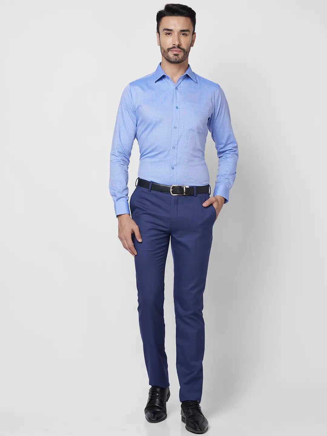 Raymond Men Blue Structure Slim Fit Cotton Shirt